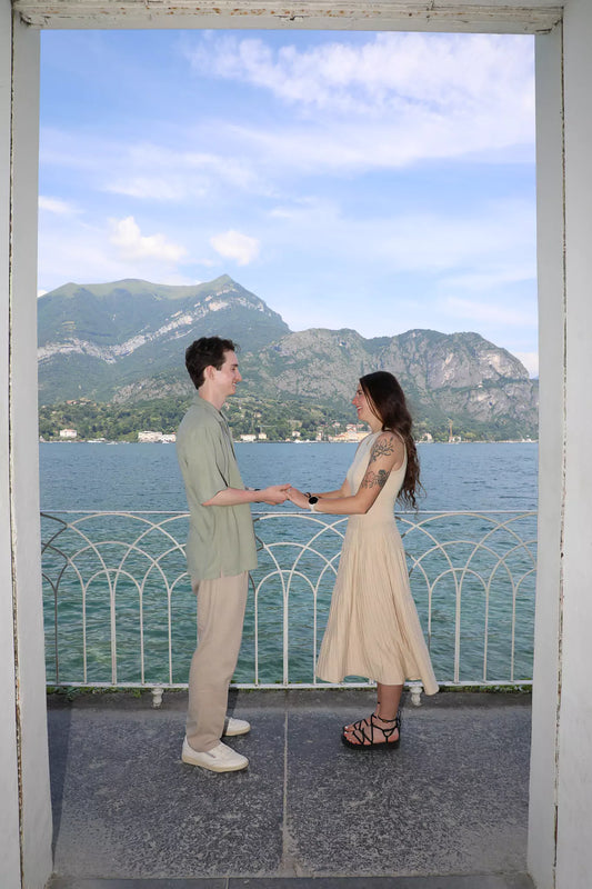 Behind the scenes with Lake Como proposal videographer capturing cinematic scene