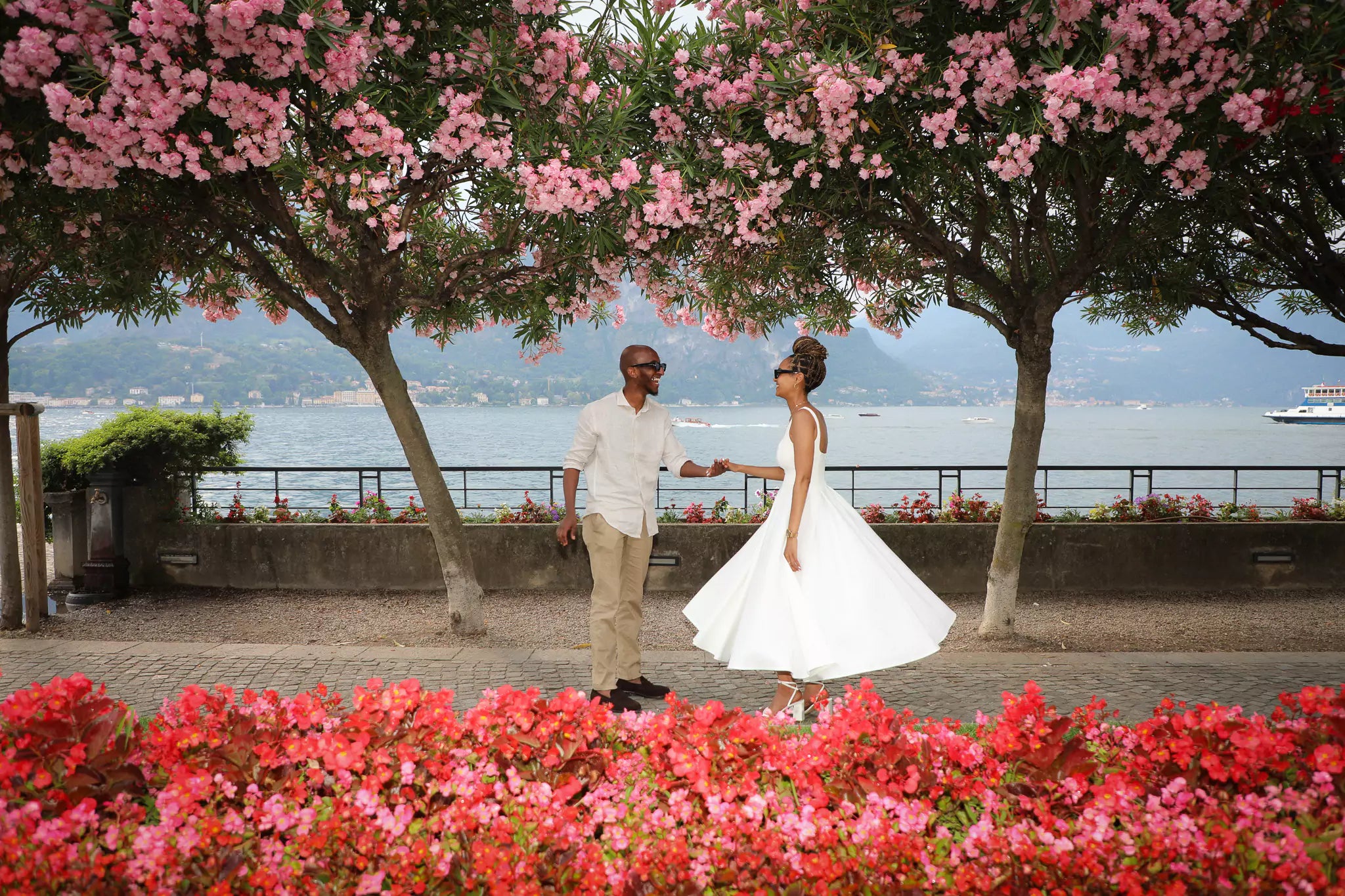 Golden hour engagement session in Bellagio by a Lake Como proposal photographer