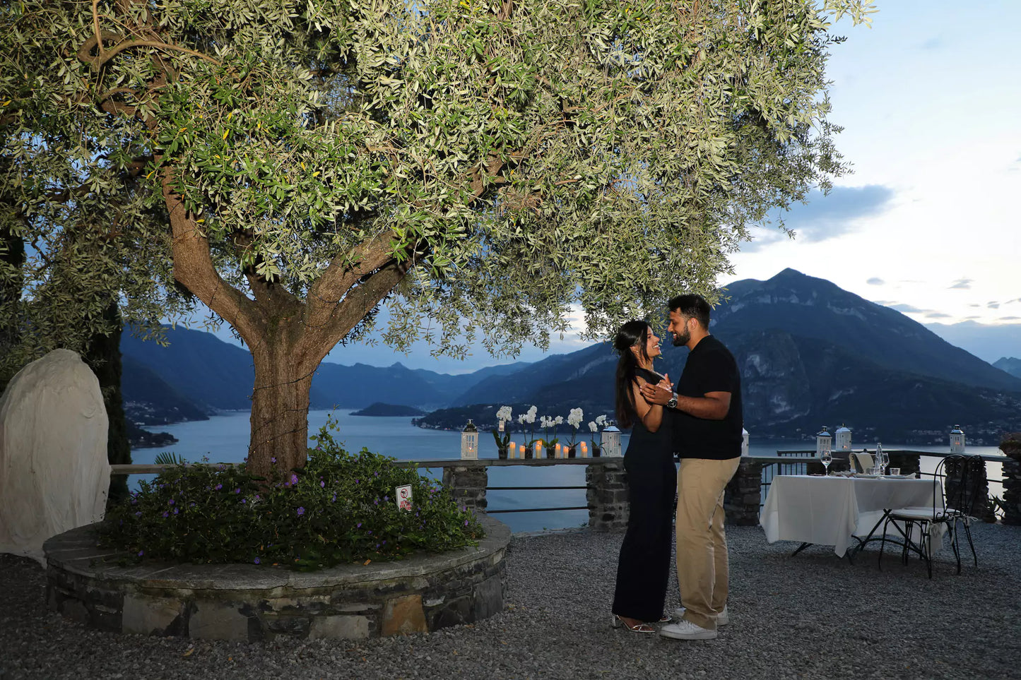Luxury engagement session at Castello di Vezio styled by Nadia Fraqair